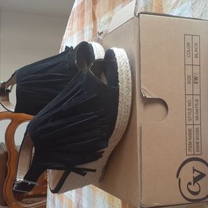 Size 8W Black CV Wedge heels